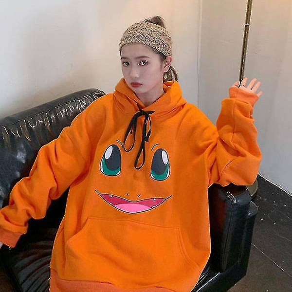 Elf Pikachu Sweatshirt Hoodie Jacka Lös H orange xxl