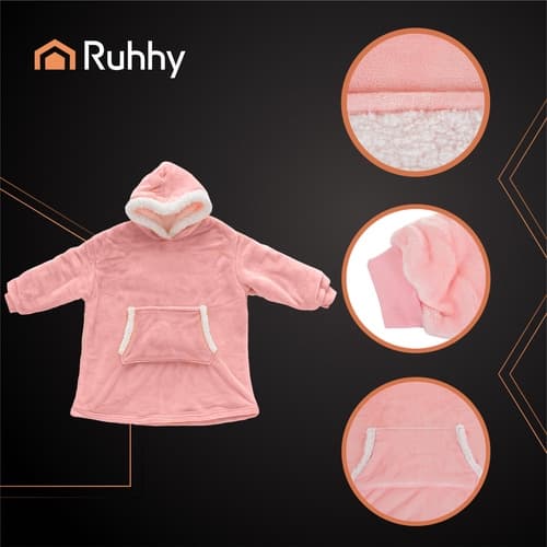 Kosetrøye / Oversized Hoodie med hette - Filt Ljusrosa pink