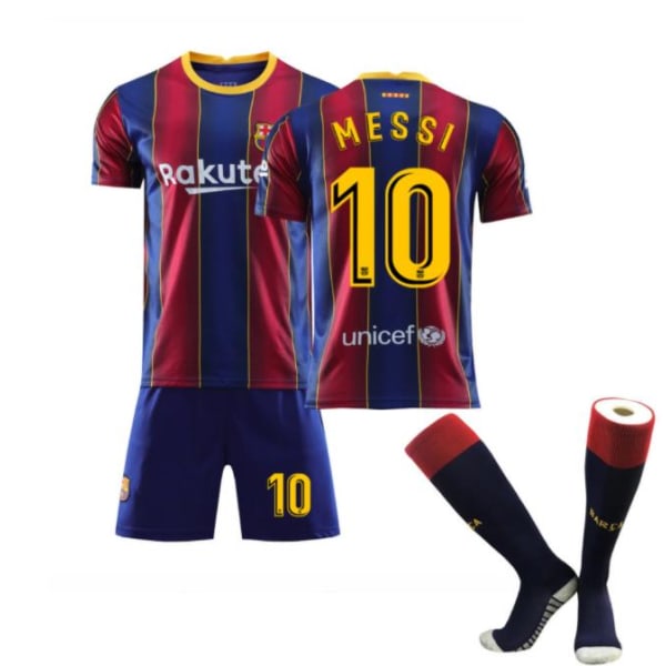 Barcelona tröja 20-21 hemma och borta nr 10 Messi spel uniform red blue 26  140-150cm