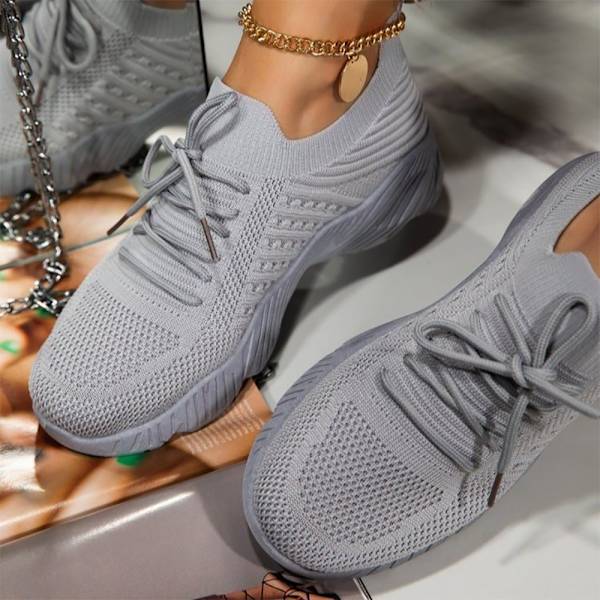 Damtränare löparsneaker snörning gym sportskor - grey 38