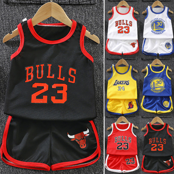 Basketballdrakter for barn sportsklær uniformer W Black 120CM