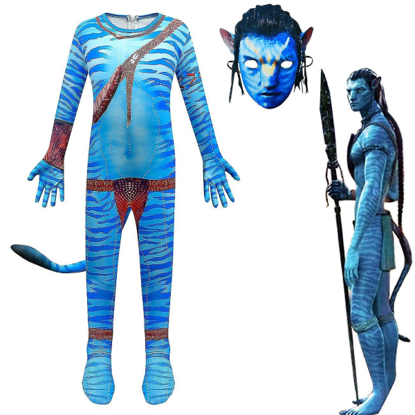 Avatar Waterways Alien-kostumesæt, Cosplay-kostume W Light Blue Man 130cm