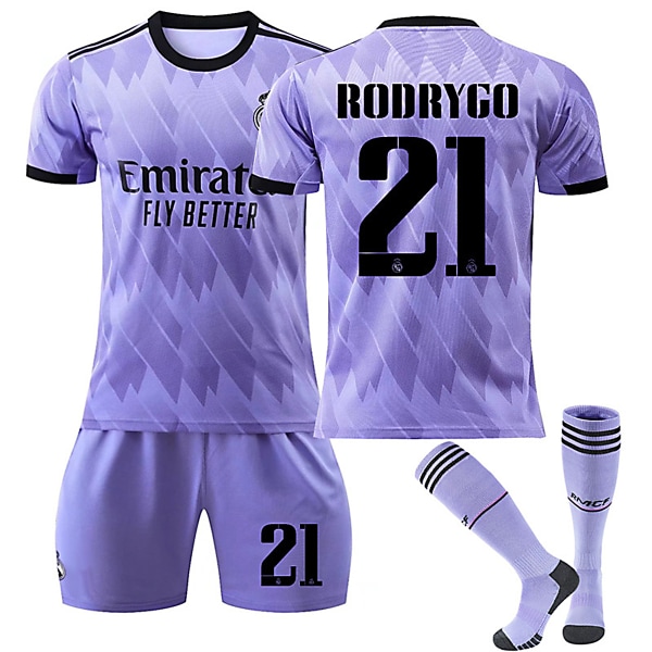 Real Madrid CF 22-23 Bortalag Jersey RODRYGO Nr 21 Fotballtrøye kit W 16