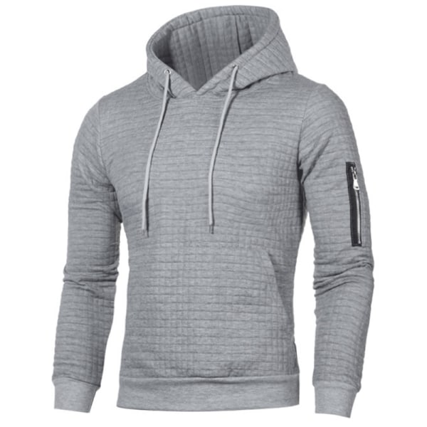 Plaid hættetrøje til mænd Udendørs fritidssport Løs frakke k Light gray XL