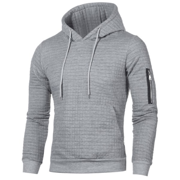 Rutete hettegenser for menn Utendørs Fritid Sport Løs jakke k Light gray 2XL