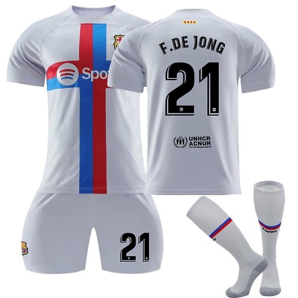 Barcelona 22-23 Fotbollströja Borta T-shirt zX F.DE JONG 21 Kids 20(110-120CM)