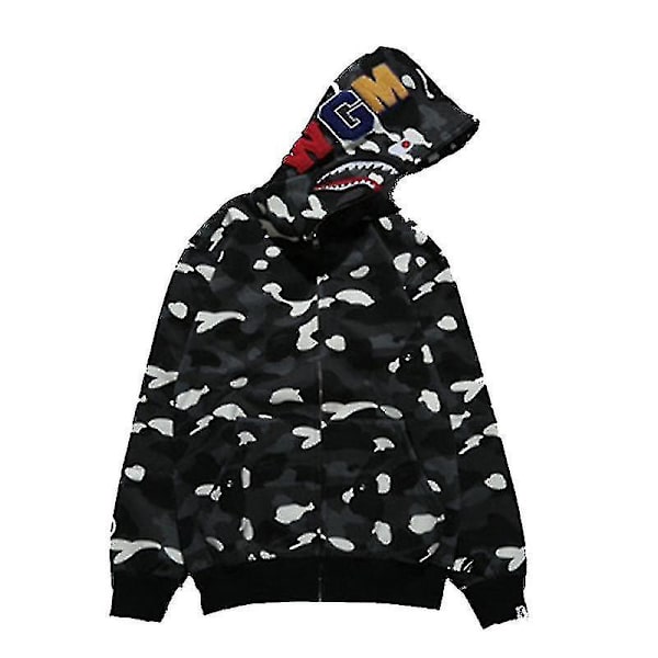 Shark outh 3d print hættetrøje Wgm broderet trøje camouflage hættetrøje Y black M