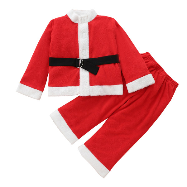 Barnjulkostym Jultomten Cosplay Tvådelad kostym Red 120cm - 110cm