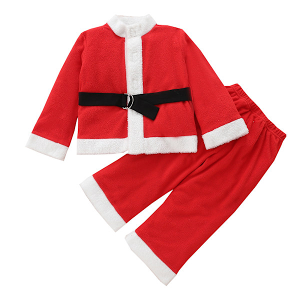 Lasten joulupukukostyymi Joulupukki Cosplay Kaksiosainen puku Punainen - 120cm