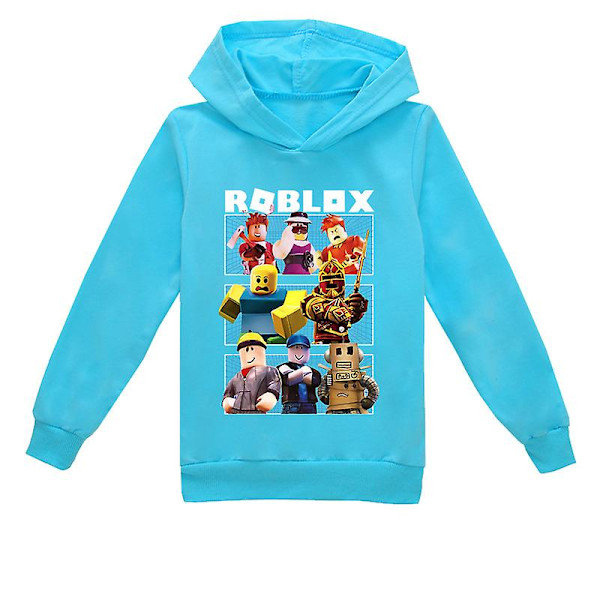 Roblox Hoodie Barn Varm Hoodie Kläder Roblox Printed Hoodie Wathet 170cm