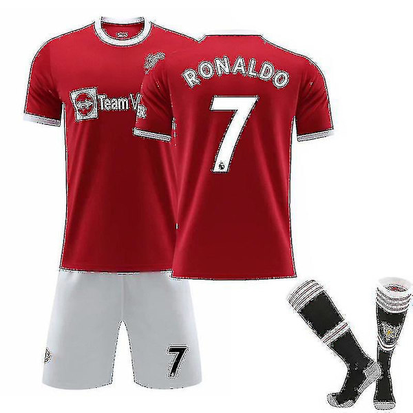 Regenboghorn Barn Fotbollssatser Fotbollströja Träningströja kostym 21/22-2a C. Ronaldo Man.U Home L (175-180 cm)