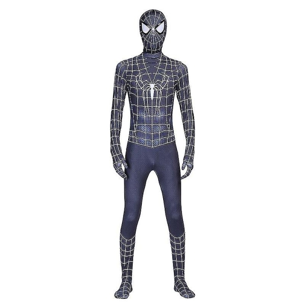 Svart Spiderman Cosplay Superhjältedräkt Barn Vuxen Bodysuit-c 100 Kids (90-100cm)