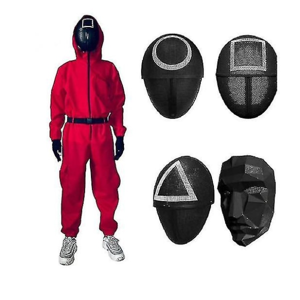 2023- Squid Game Mask Man, Halloween Mask Squid Game Costume_a triangle 155-165cm