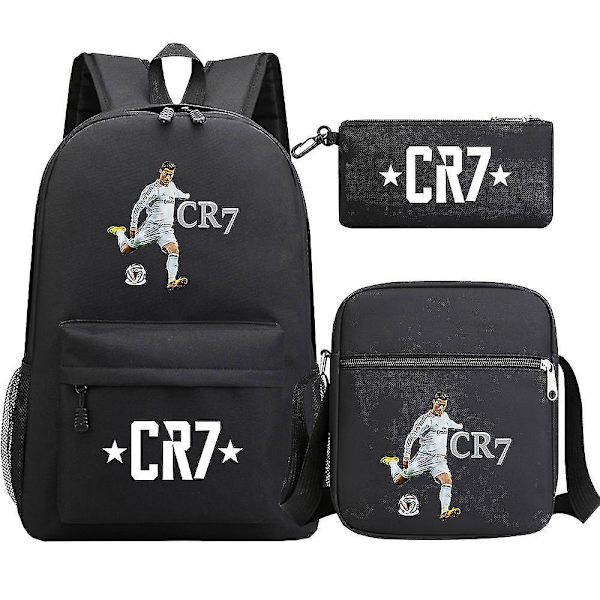 Fotball Ronaldo Cr7 Set - Skolevesker for jenter/gutter, reiseriggsekk for bærbar PC, ryggsekker for kvinner, skuldersekker og etui yz 1