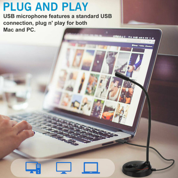 USB-bordsmikrofon Plug & Play PC-datormikrofon til computer -