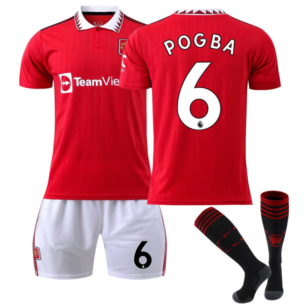 2022/23 Manchester United Hemma Fotbollströja för barn V7 W POGBA 6 Kids 24(130-140CM)