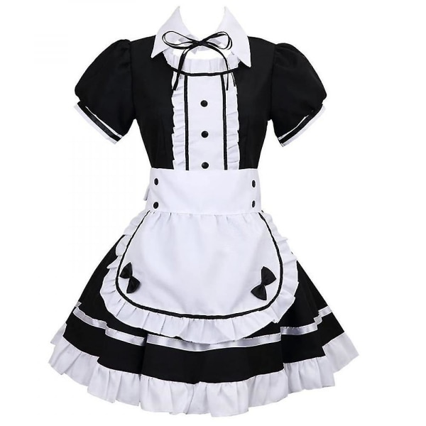 2021 Lolita Maid Kostymer Fransk Maid Kjole Jenter Kvinne Amine Cosplay Kostyme Servitør Maid Fest Scene W White XL