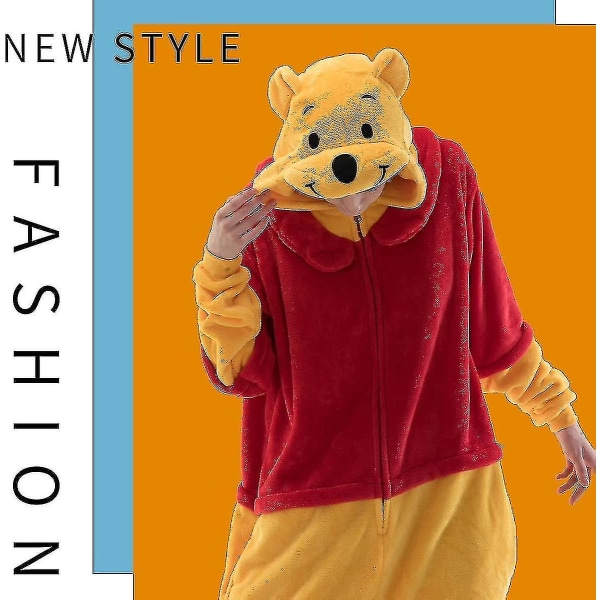 Snug Fit Unisex Onesie -pyjamat, flanelli Cosplay Animal One Piece Halloween -asut yöpuvut kotiasut Q L Y Pooh 105cm