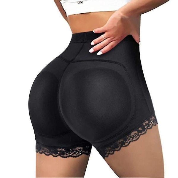 Kvinner Body Shaper Polstret rumpe Lifter Truser Butt Hip Enhancer Fake Rumpe Shapwear Shorts Push Up Shorts Black XXL