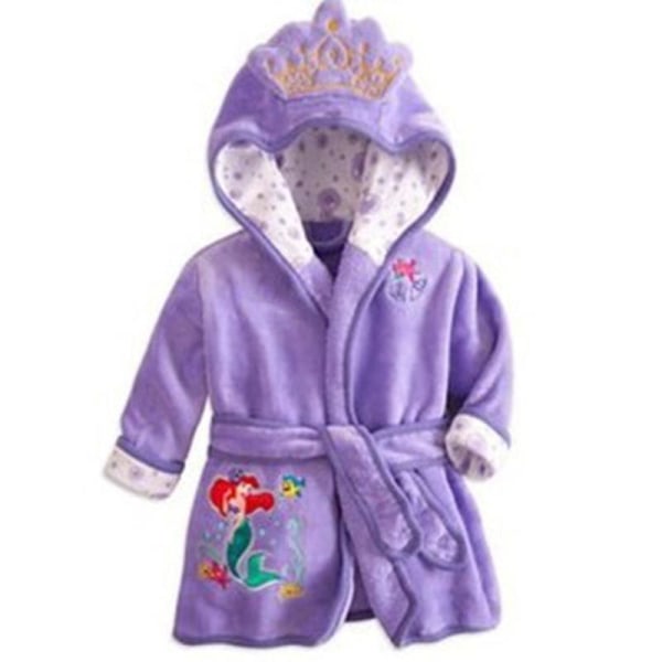 Barn Pojke Flicka Huva Fleece Morgonrock Nattkläder Purple 5-6 Years