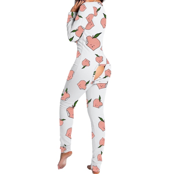 Kvinnor Animal Pyjamas One Piece Christmas Bodysuit Jumpsuit ångärmad nattkläder W Peach L