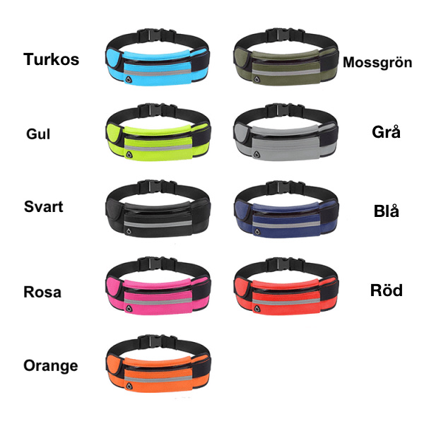 Treenikassi / Vyölaukku / Urheiluvöi Musta - 9 Väriä W orange
