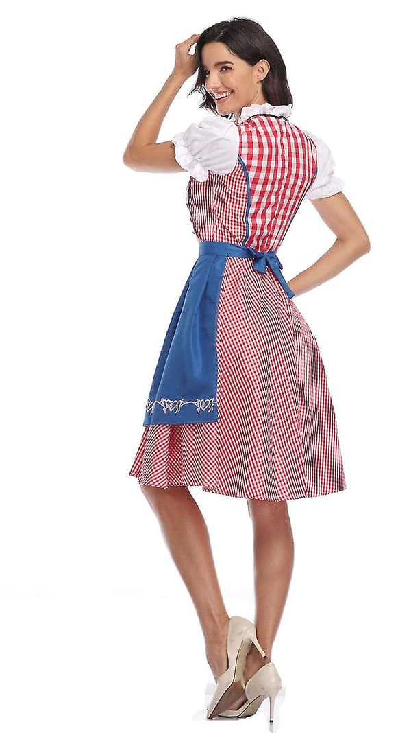 Kvinners Oktoberfest ølserveringskostyme bayersk tradisjonell Dirndl-kjole W Blue M