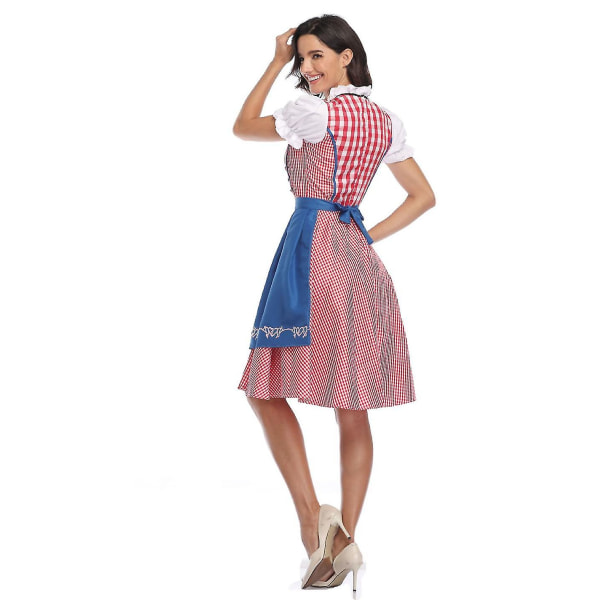 Kvinnors Oktoberfest Beer aid Costume Bavarian Traditional Dirndl Dress W Blue M