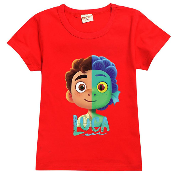 Barn Pojkar Flickor Cartoon Luca kortärmad T-shirt Casual Tee Toppar W Red 140cm