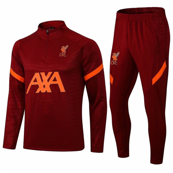 21/22 Liverpool Jersey Set Vuxen Barn Långarmad Fotballtreningsdrakt - Rød 2XL(195-210cm)