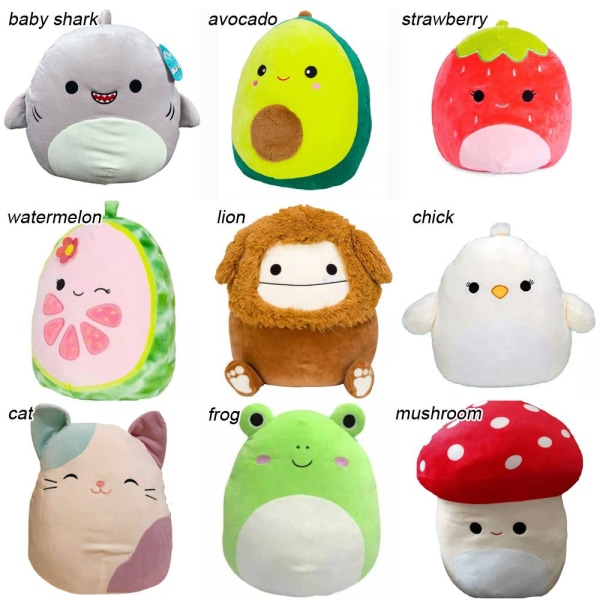 25 cm Squishmallow Plysjleketøy Jordbær Jordbær k