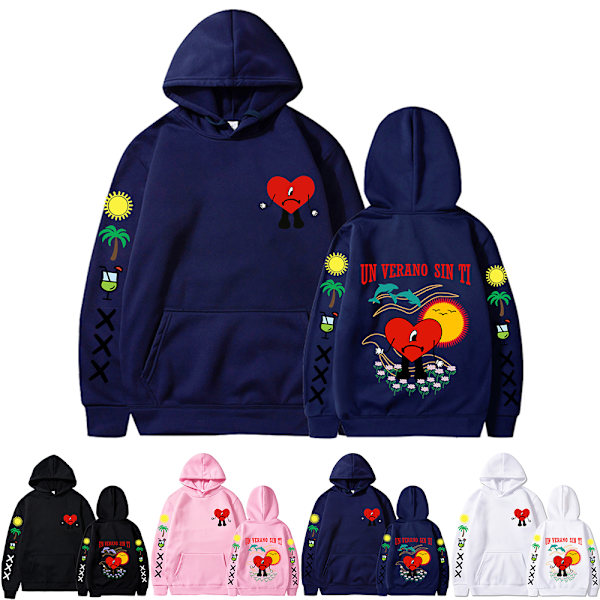 Ny album Bunny Merch Bad Bunny Un Verano Sin Ti Hoodie Coat Herre Dame - Navy Blue L