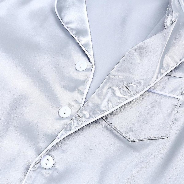 Satin Pyjamas Set för barn: Sovkläder med knappar och shorts Grey Suit for height 100 to 110cm