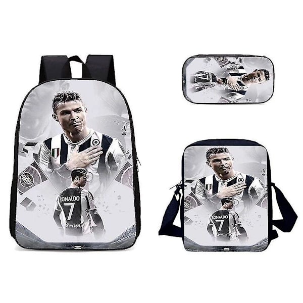 3 stk. Cristiano Ronaldo Rygsæk med Pencil Pouch Messenger Bag