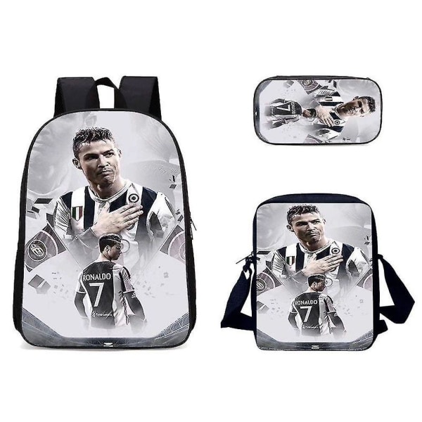 3 stk. Cristiano Ronaldo Rygsæk med Pencil Pouch Messenger Bag Y