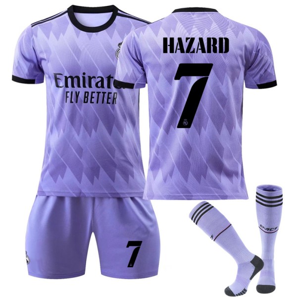 Uusi kausi 2022-2023 Real Madrid jalkapallopaita jalkapalloasut HAZARD 7 Kids 20(110-120CM)