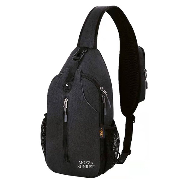 Crossbody Strap Rygsæk Sling Bag Rejse Vandring Brysttaske Rygsæk Mørk Sort Y