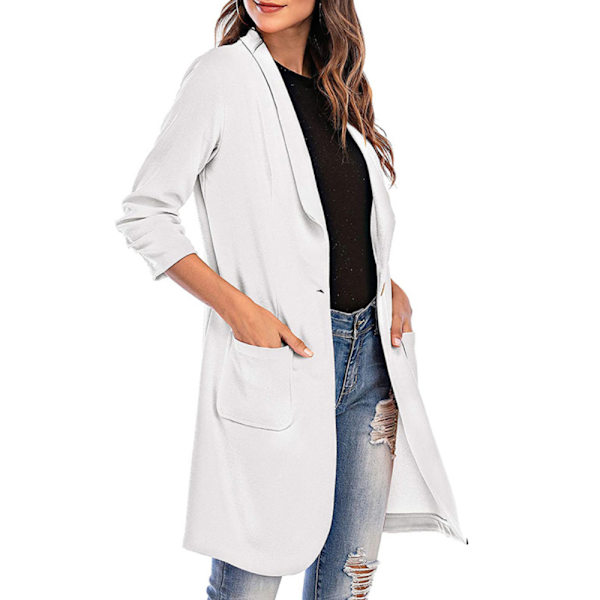 Knäppt mellanlängd Pocket Kacket Arbetsplatsdräkt för kvinnor W white XL