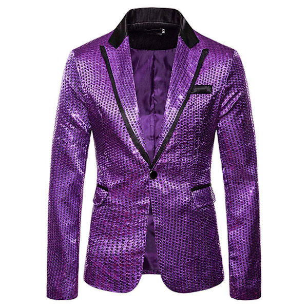 Paljettkavajer Festdräkt Kappa Herr Charm Casual Performance Jacka Kostym Enknappspassform Långärmad kappa Jacka Nattklubbstoppar W PP XL