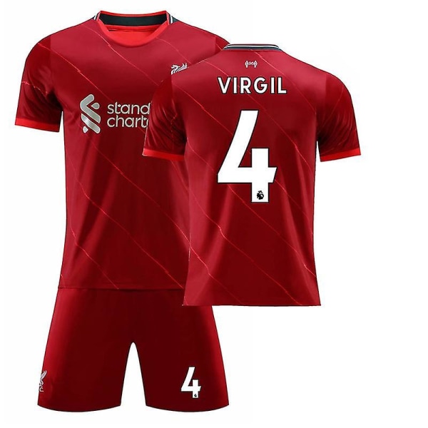 21/22 Liverpool Hjem Salah Fotballskjorte Treningssett VIRGIL NO.4 28 (150-160)