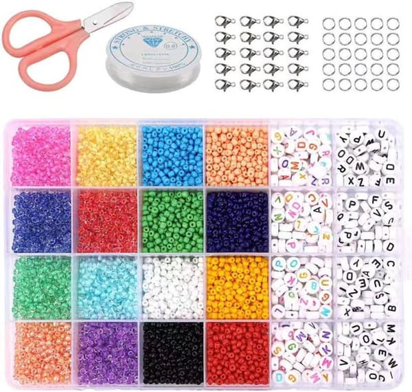 DIY - Perleboks - Seed beads - 4mm - 7000st - Bokstavsperler multicolor