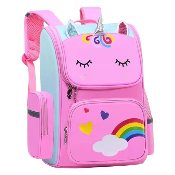 Vandtæt skoletaske til børn Tegnet 3D Unicorn bogtaske . pink Small
