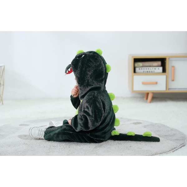 Reedca lapsen dinosauruksen puku lapsille Söpö huppu onesie eläinpuku Halloween A-Dark Green Dinosaur 12-18 Months