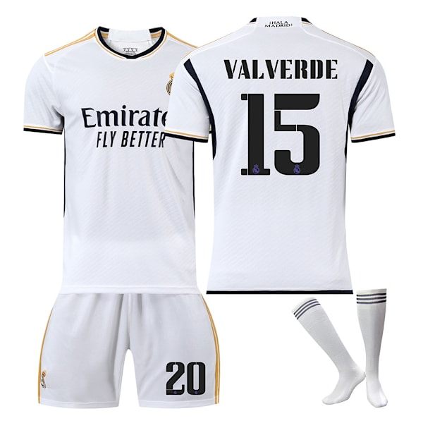 23 Real Madrid hjemmefodboldtrøje NR 15 Valverde-trøjesæt - #XS