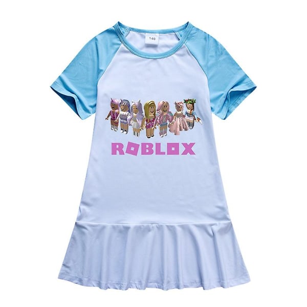 Roblox Barn Sommarklänningar För flickor Kjol Baby Flickor Kortärmad Fest Prinsessklänning Födelsedagsfest Present Barnkläder W 100 Sky blue