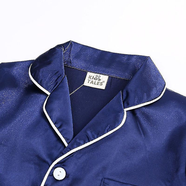 Satiinipyjamasetti lapsille: Nappa- ja nappishortsit Navy Blue Suit for height 70 to 80cm