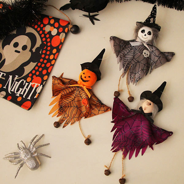 3 kpl Halloween riippuvat aave koristeet kurpitsa aave ruoho lentävä noita nukke tuuliviirit ripustus rekvisiitta koristeet piha terassi nurmikko puutarha ja Halloween juhla koristeet