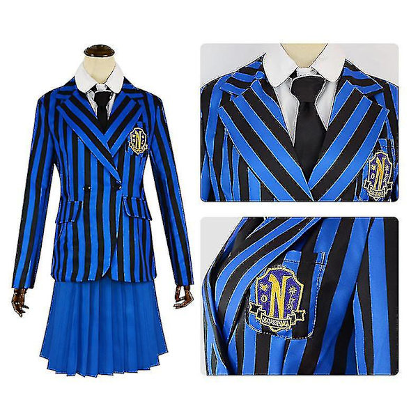 Onsdag Adams Cosplay Anime Costume Girl 2023 Skoluniform kostym Halloween Carnival Party Utklädnad karaktär W Blue XL