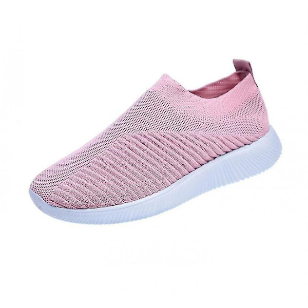 Dam Walking Sneakers Stickade Mesh Slip On Shoes Andas Flat Pumps Casual Trainers W Pink 40