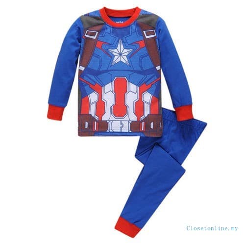 Barn Pojkar Tshirt Byxor Hero Printed Cosplay 2st Set W Captain1 6-12M
